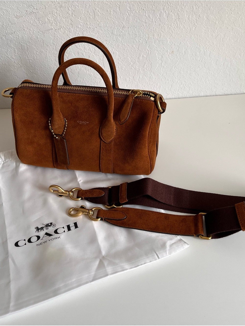 Coach Compass 25 Suede with Gold Hardware - Picture 10 of 12